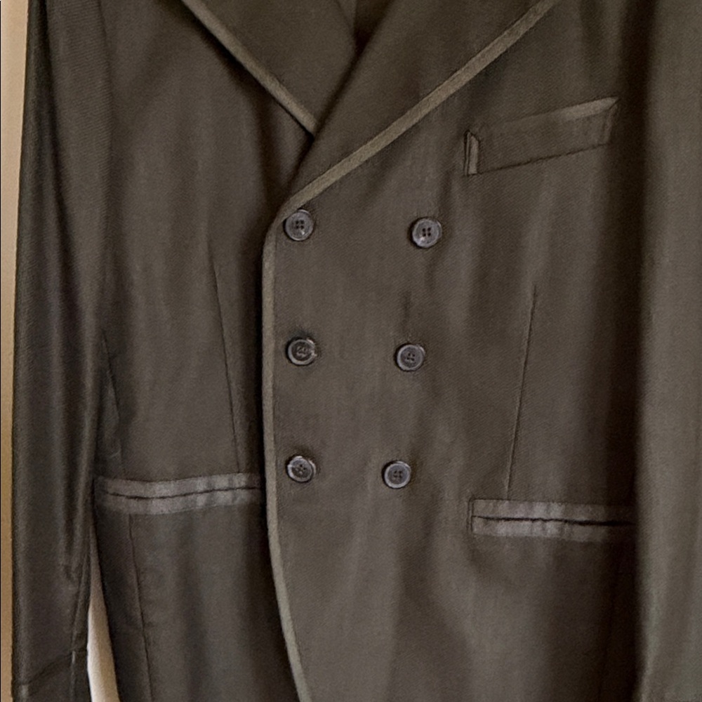 John Varvatos Dark Green Double-Breasted Pea Jacket - Picture 3 of 8